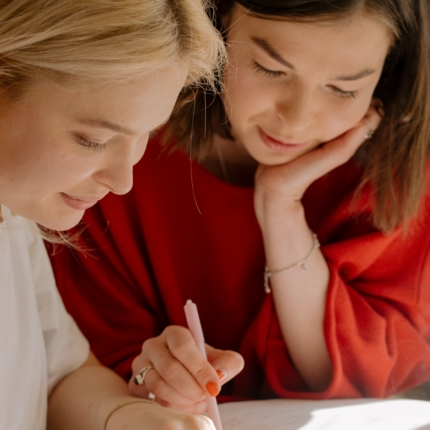 Two female students studying together